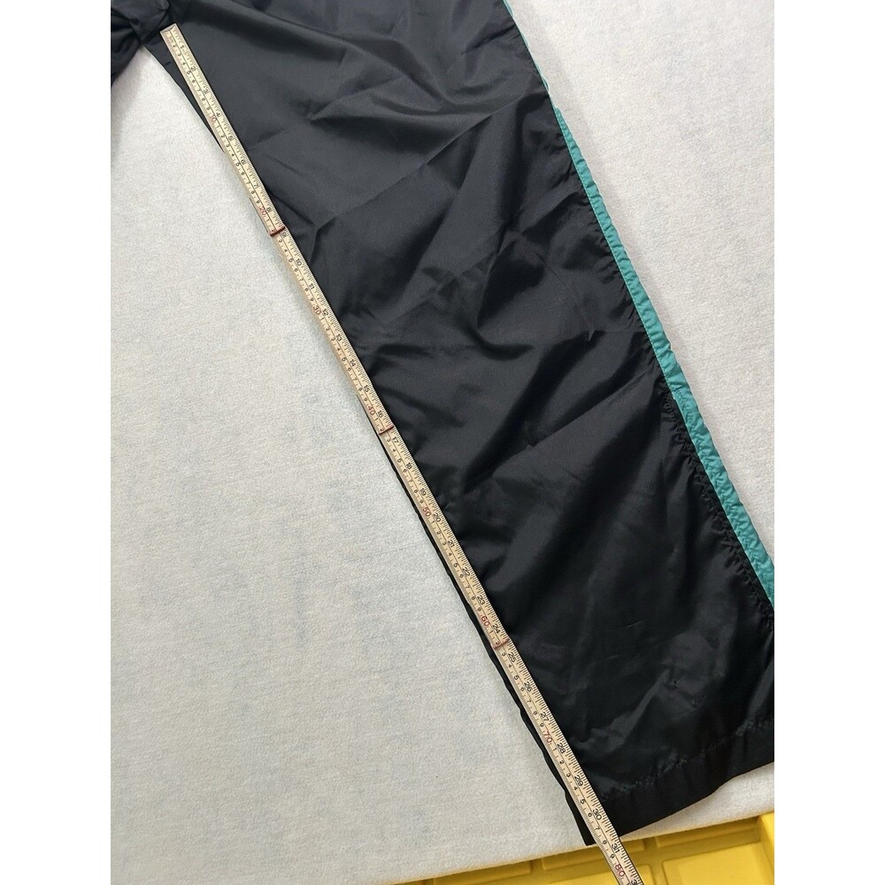Vintage Prince Nylon Track Pants Mens M Black Teal Side Stripe Windbreaker 90s - Picture 5 of 7